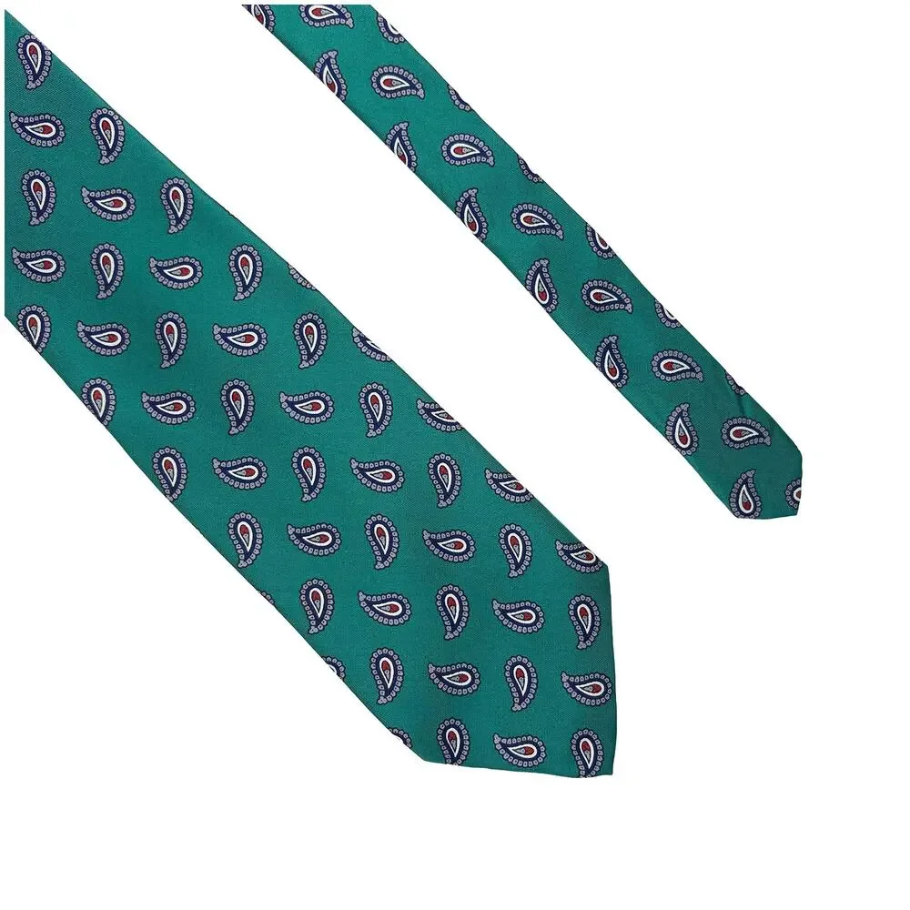Robert Talbott Silk Tie Men Green Paisley Claymore Shop Hand Sewn USA